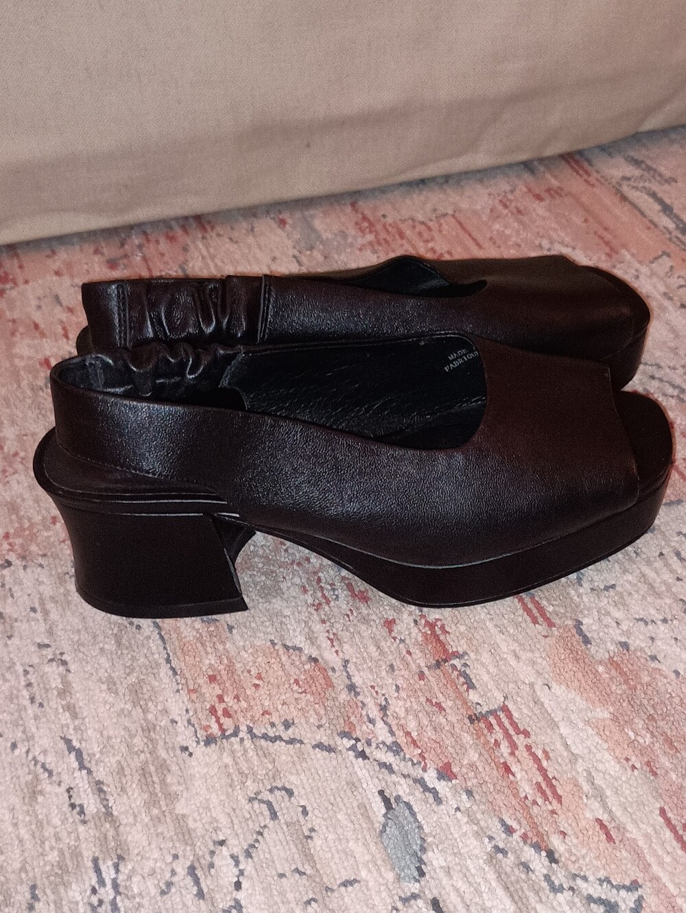 Jeffrey Campbell Black Leather Open-Toe Slingback Platform Heels - Picture 4 of 12